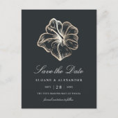 Elegant Gold Hibiscus Flower Wedding Save the Date Aankondigingskaart (Voorkant)