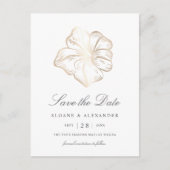 Elegant Gold Hibiscus Flower Wedding Save the Date Aankondigingskaart (Voorkant)