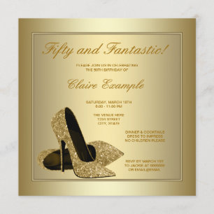 Elegant Gold High Heels Womans Gold 50e verjaardag Kaart