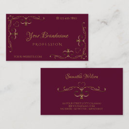Elegant Gold  hoeders Burgundy Ornamental Visitekaartje