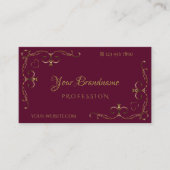 Elegant Gold hoeders Burgundy Ornamental Visitekaartje (Voorkant)