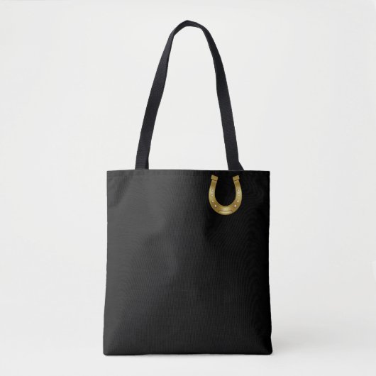 Elegant Gold Hoefijzer op zwarte achtergrond Tote Bag (Voorkant)