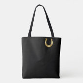Elegant Gold Hoefijzer op zwarte achtergrond Tote Bag (Achterkant)