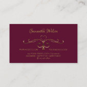 Elegant Gold  hoeken met Logo Burgundy Visitekaartje (Achterkant)