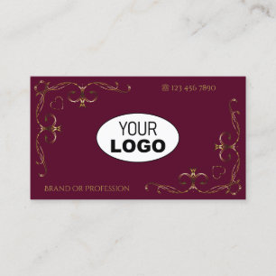 Elegant Gold  hoeken met Logo Burgundy Visitekaartje
