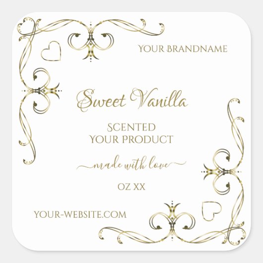 Elegant Gold  hoeken op wit etiket (Voorkant)