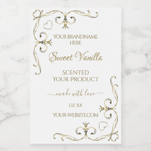 Elegant Gold  hoeken op wit etiket (Enkel label)