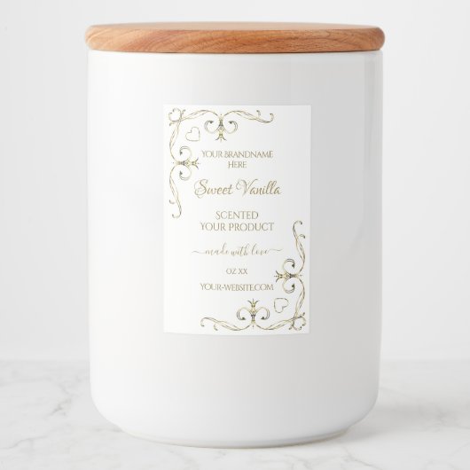 Elegant Gold  hoeken op wit etiket (Voorkant)