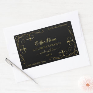 Elegant Gold hoeken op zwart productlabel Rechthoekige Sticker