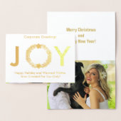 Elegant Gold Holiday Corporate Photo Real Folie Kaarten (Display)