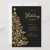 Elegant Gold Holiday Party Invitation Kaart (Voorkant)