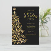 Elegant Gold Holiday Party Invitation Kaart (Staand voorkant)