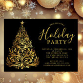 Elegant Gold Holiday Party Invitation Kaart