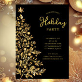 Elegant Gold Holiday Party Invitation Kaart