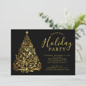 Elegant Gold Holiday Party Invitation Kaart (Staand voorkant)