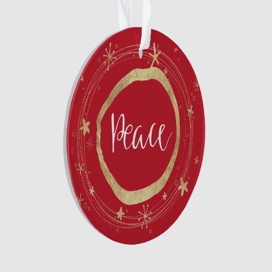 Elegant Gold Holiday Red Peace Ornament (voorkant)