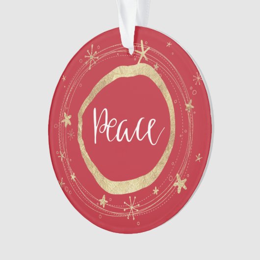 Elegant Gold Holiday Red Peace Ornament (voorkant)