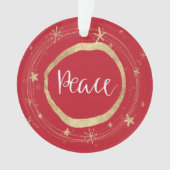Elegant Gold Holiday Red Peace Ornament (voorkant)