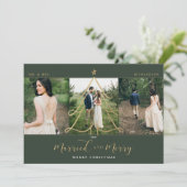 Elegant Gold Holiday Tree 3 Foto Feestdagenkaart (Staand voorkant)