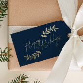 Elegant Gold Holly Branches kerstfeestdag Cadeaulabel