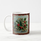 Elegant Gold Holly Christmas Initial Letter A Koffiemok (Links)