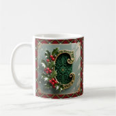 Elegant Gold Holly Christmas Initial Letter C Koffiemok (Links)