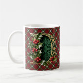 Elegant Gold Holly Christmas Initial Letter D Koffiemok (Links)