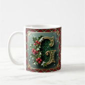 Elegant Gold Holly Christmas Initial Letter G Koffiemok (Links)