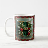 Elegant Gold Holly Christmas Initial Letter H Koffiemok (Links)