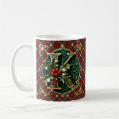 Elegant Gold Holly Christmas Initial Letter K Koffiemok (Links)