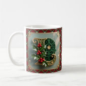 Elegant Gold Holly Christmas Initial Letter L Koffiemok (Links)