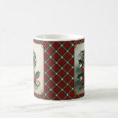 Elegant Gold Holly Christmas Initial Letter R Koffiemok (Center)