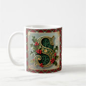 Elegant Gold Holly Christmas Initial Letter S Koffiemok (Links)