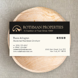 Elegant Gold Home Logo Real Estate Developer Visitekaartje