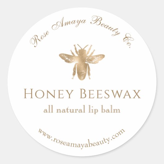 Elegant Gold Honey Beeswax Beauty Product Label (Voorkant)