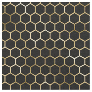 Elegant Gold Honeycomb Black Pattern Stof