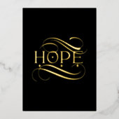 Elegant Gold Hope Calligraphy Script on Black Folie Feestdagenkaart (Voorkant)