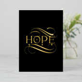 Elegant Gold Hope Calligraphy Script on Black Folie Feestdagenkaart (Staand Voorkant)
