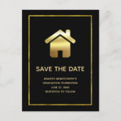 Elegant Gold House Icon Real Estate Save the Date Uitnodiging Briefkaart (Voorkant)