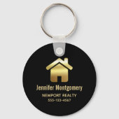 Elegant Gold House Symbol Real Estate Business Sleutelhanger (Achterkant)