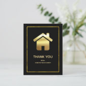 Elegant Gold House Symbol Real Estate Dank u wel Briefkaart (Staand voorkant)
