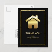 Elegant Gold House Symbol Real Estate Dank u wel Briefkaart (Voorkant / Achterkant)