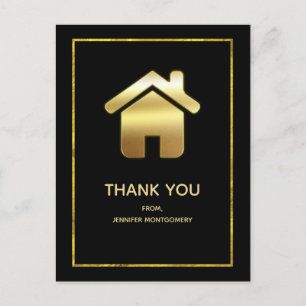 Elegant Gold House Symbol Real Estate Dank u wel Briefkaart