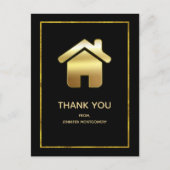 Elegant Gold House Symbol Real Estate Dank u wel Briefkaart (Voorkant)