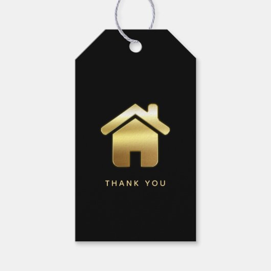Elegant Gold House Symbol Real Estate Dank u wel Cadeaulabel (Voorkant)