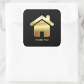Elegant Gold House Symbol Real Estate Dank u wel Vierkante Sticker (Tas)