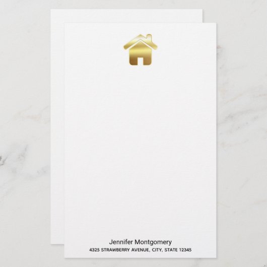 Elegant Gold House Symbol Real Estate Design (Voorkant / Achterkant)