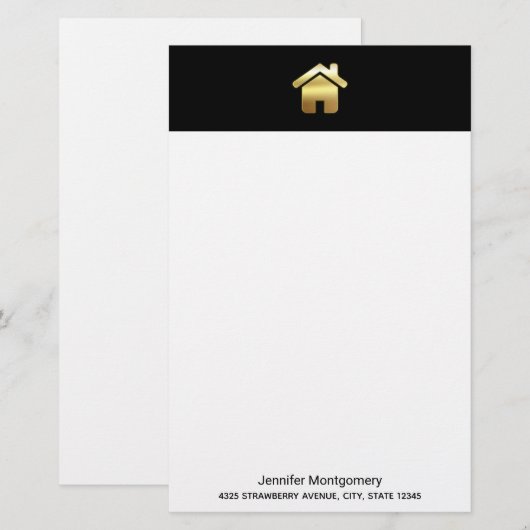 Elegant Gold House Symbol Real Estate Design (Voorkant / Achterkant)
