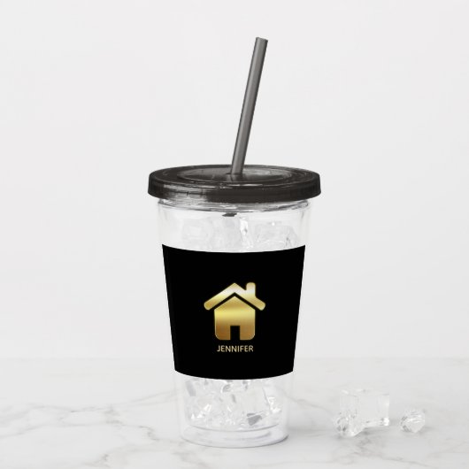 Elegant Gold House Symbol Real Estate Design Acryl Drinkbeker (Achterkant ijs)