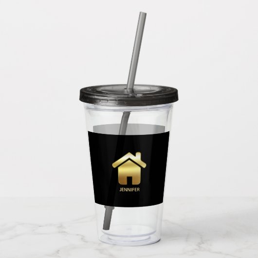 Elegant Gold House Symbol Real Estate Design Acryl Drinkbeker (Achterkant)